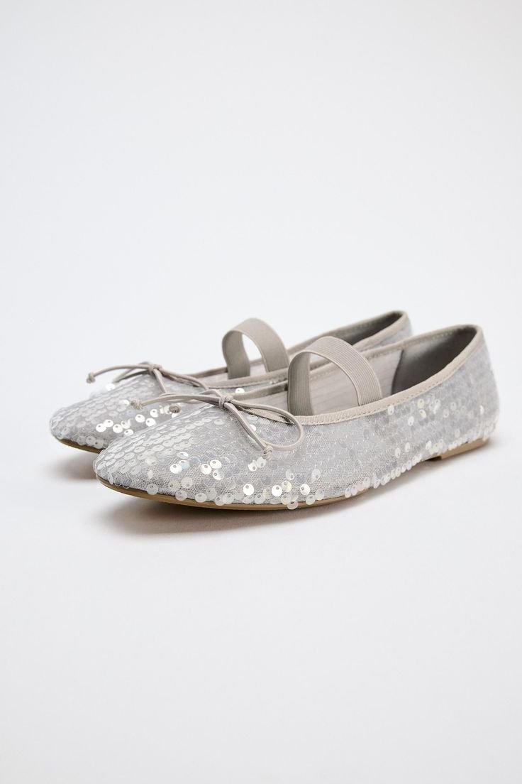 Silver Sequin Ballet Flats - Image 3