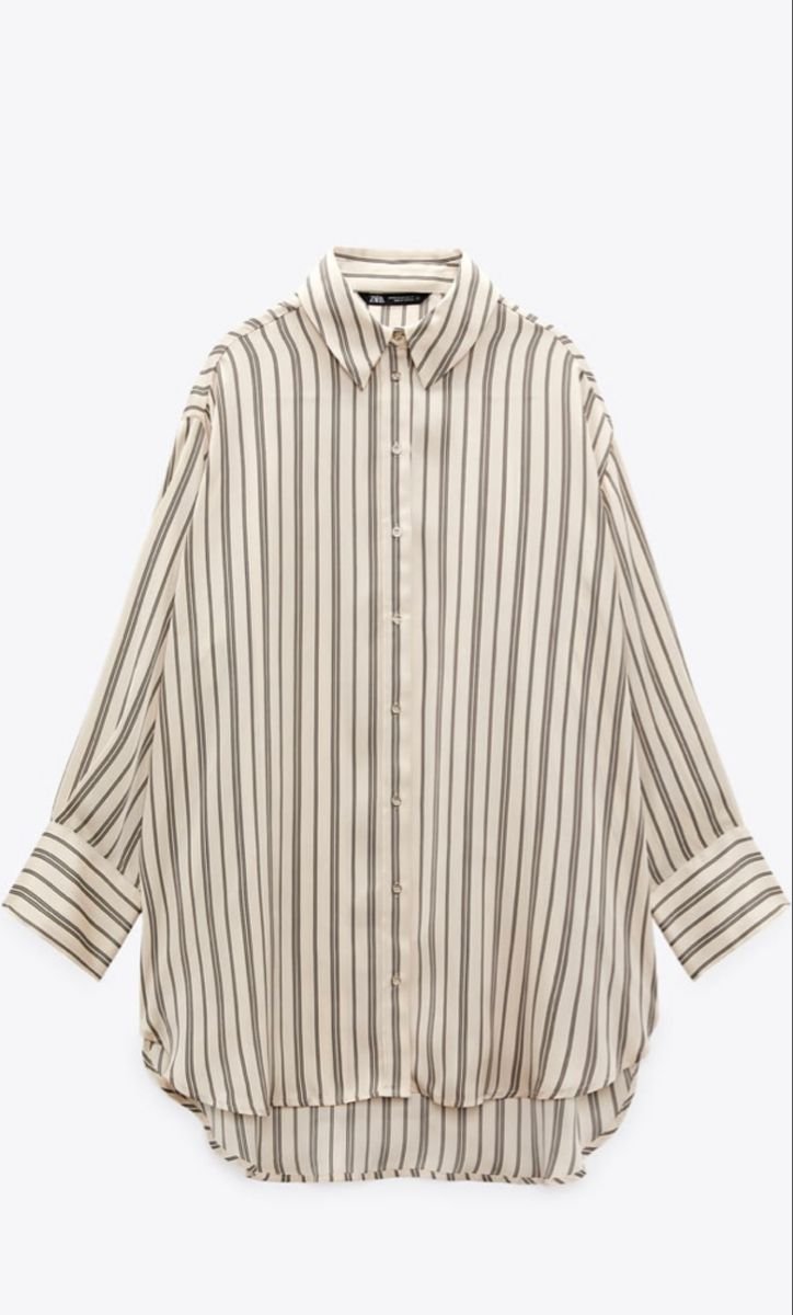 Oversized Striped Satin Shirt - Image 3