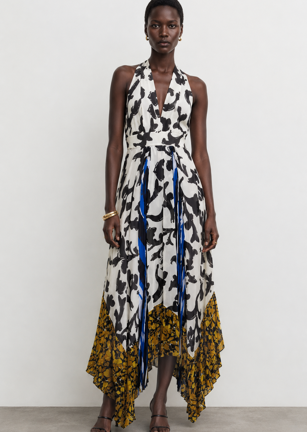 Limited Edition Abstract Print Halter Maxi Dress