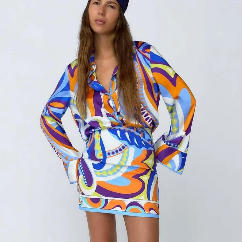Multicolour Abstract Printed Mini Skirt - Image 3