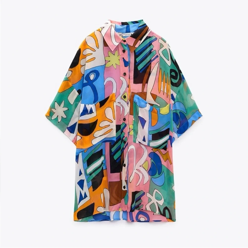 Multicolor Art Abstract Print Shirt