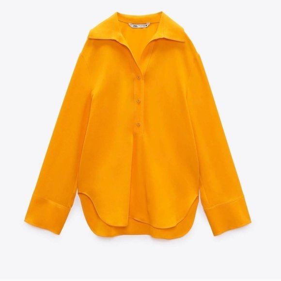 Mustard Yellow Popover Long Sleeves Shirt