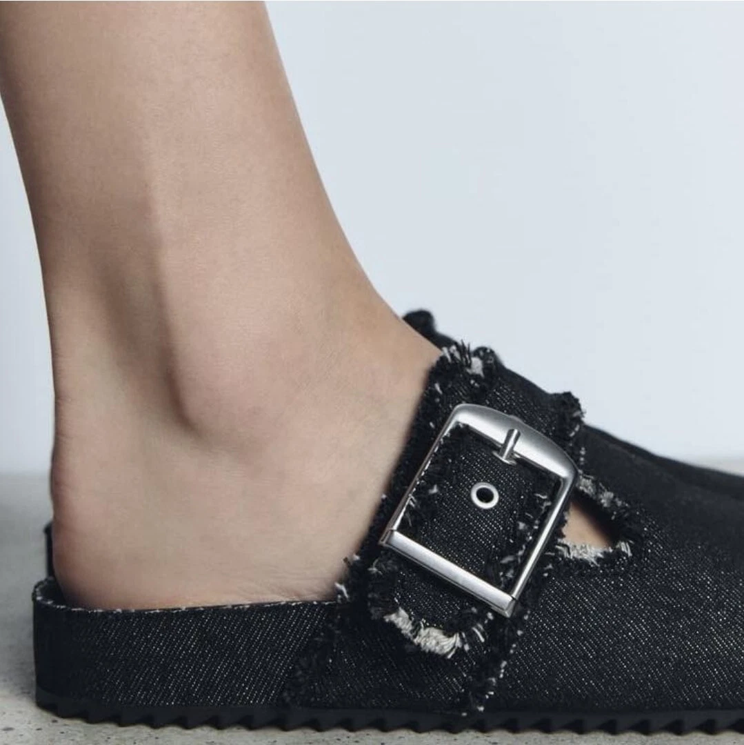 Frayed Denim Clogs - Image 2