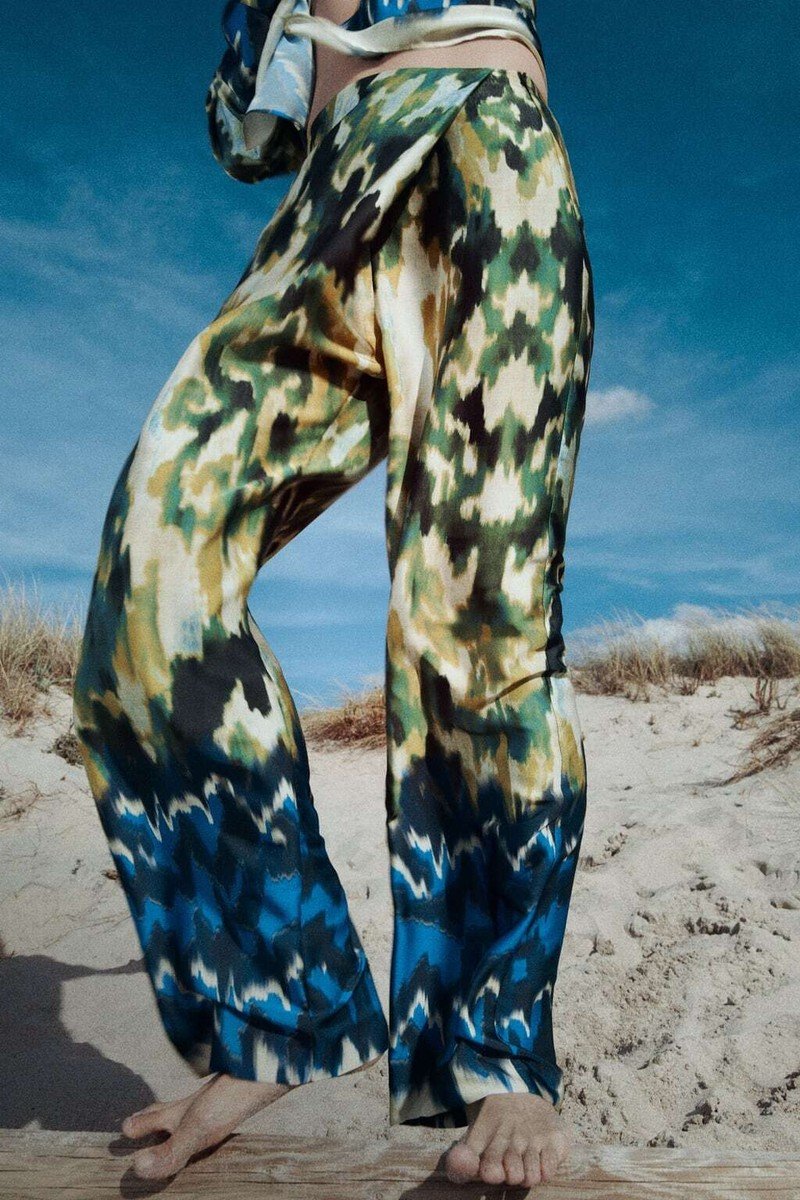 Printed Wrap Wide Leg Trousers