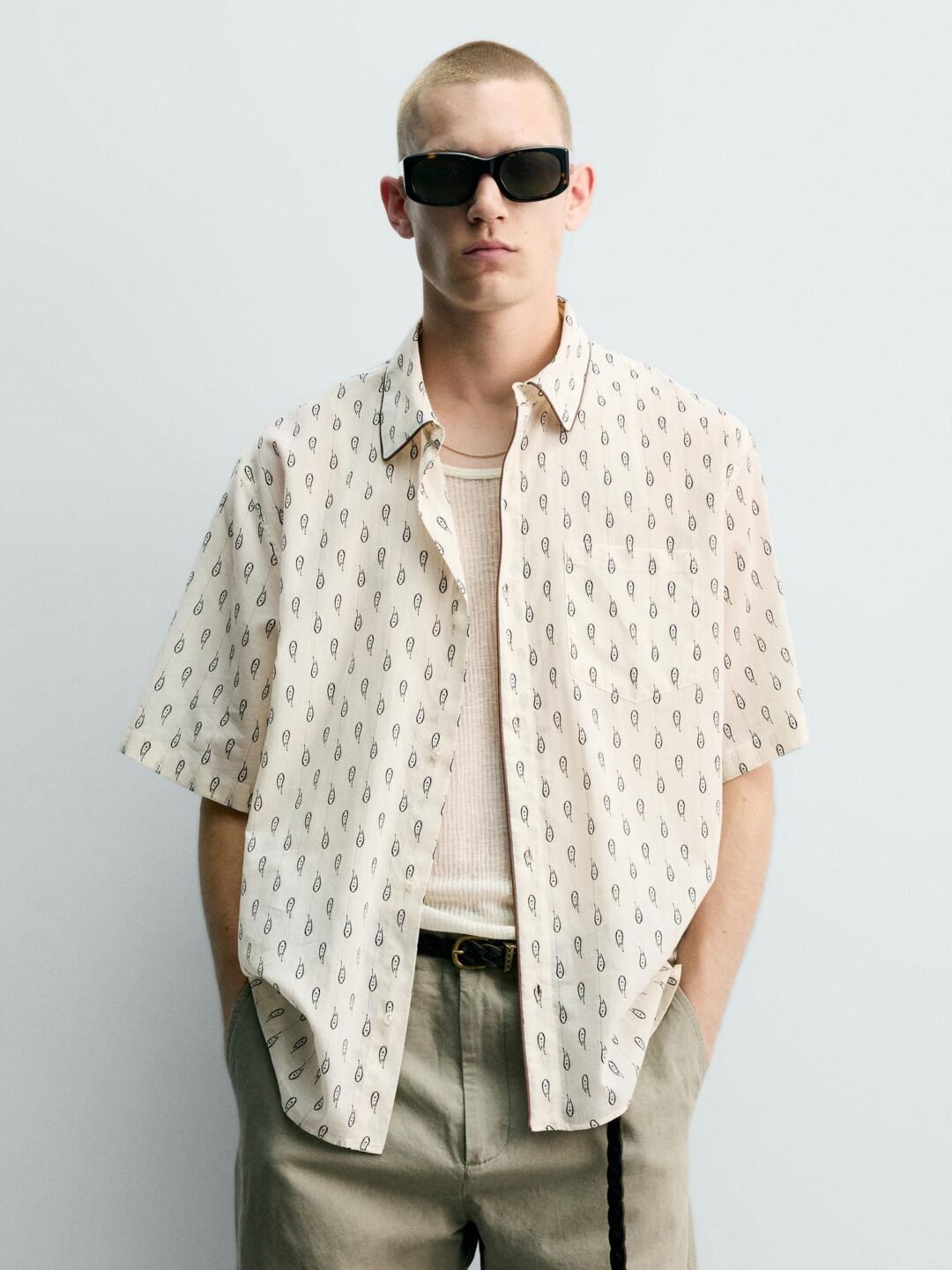Micro Paisley piping Shirt