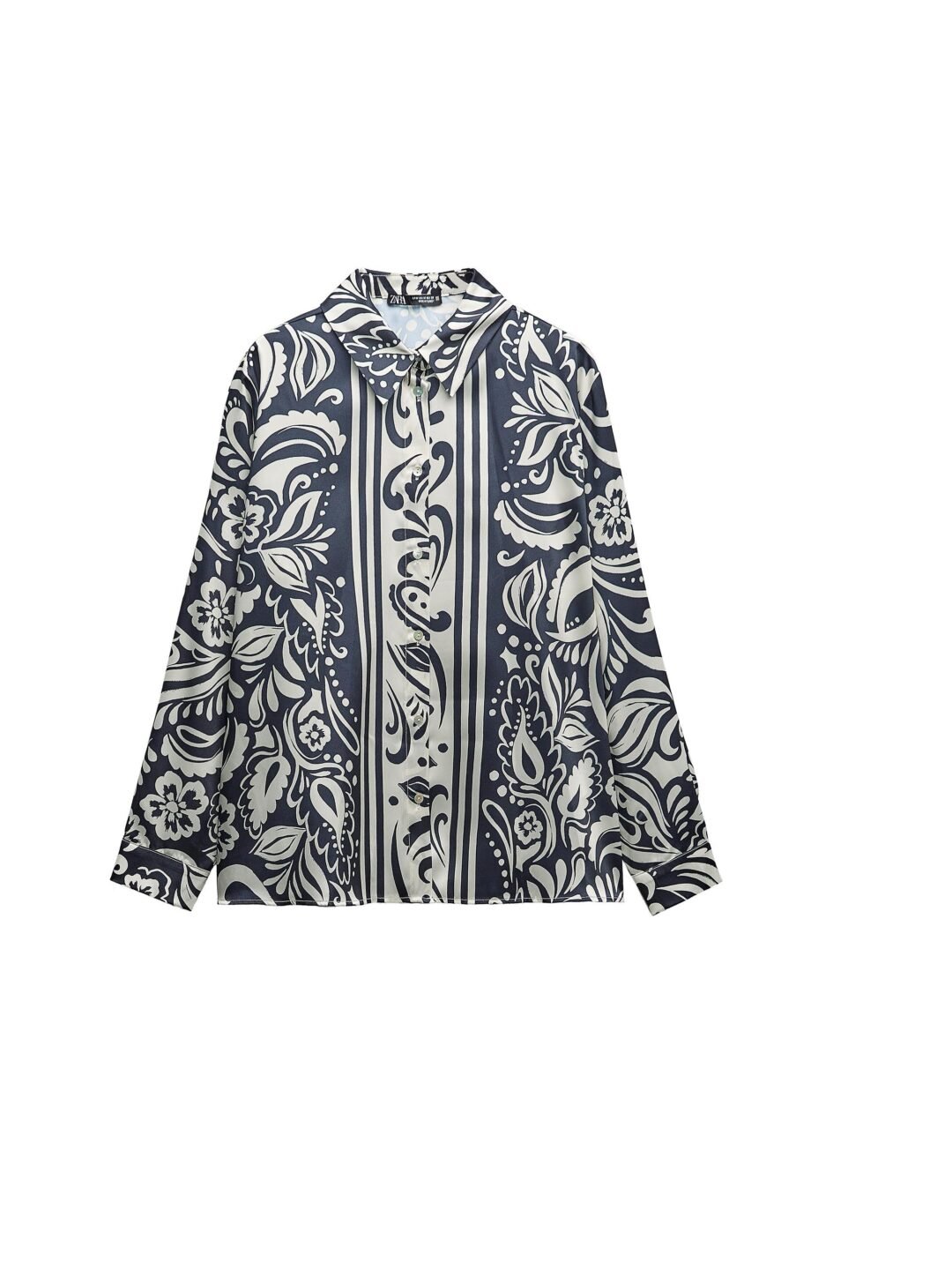 Navy Paisley Satin Shirt