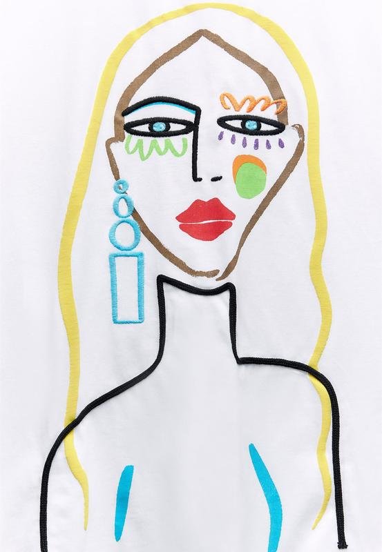 White Graphic Colorful Face T Shirt - Image 4