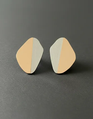 Peach Silver Two Tone Stud Earrings
