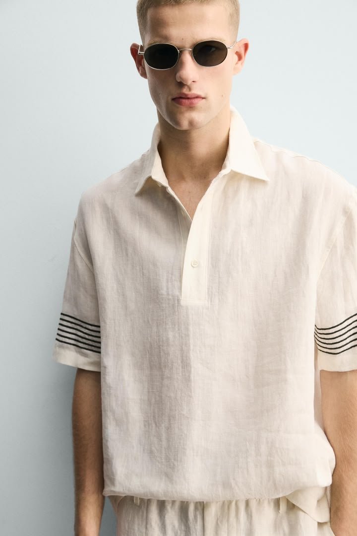 Man Linen Polo Shirt