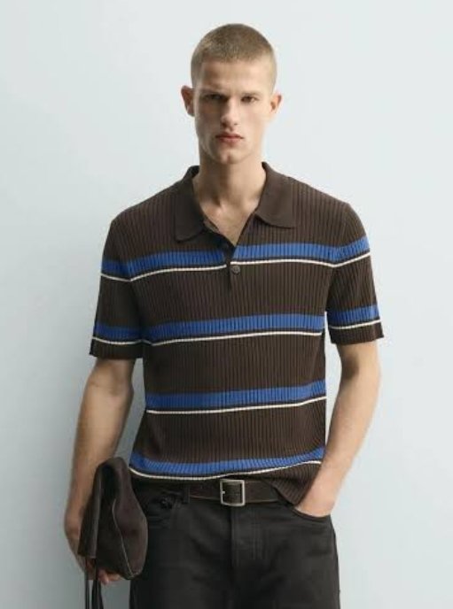 Ribbed Striped Kint Polo