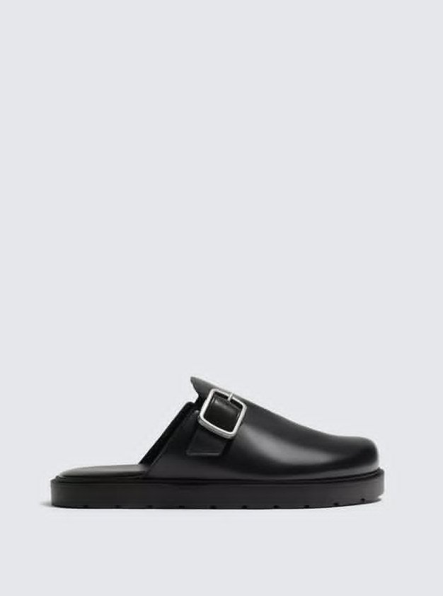 Black Buckle Clog Sandals - Image 2