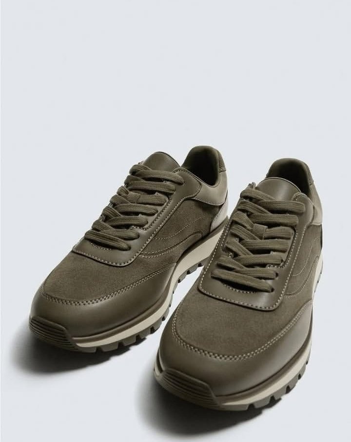 Khaki Green Retro Runner Sneakers