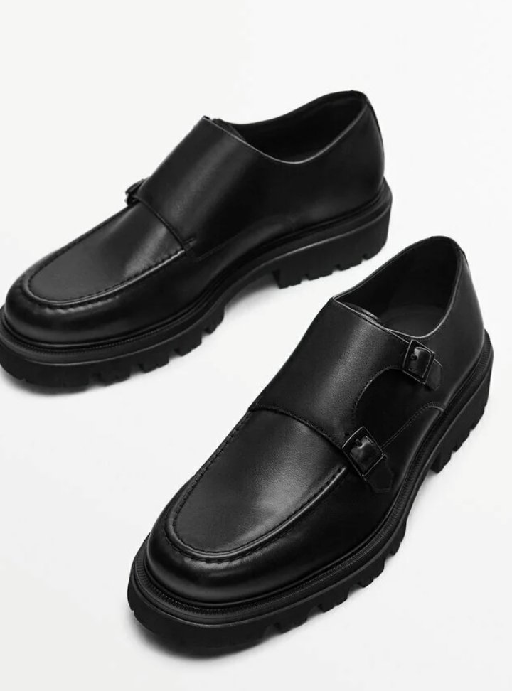 Black Chuncky Double Monk Loafers