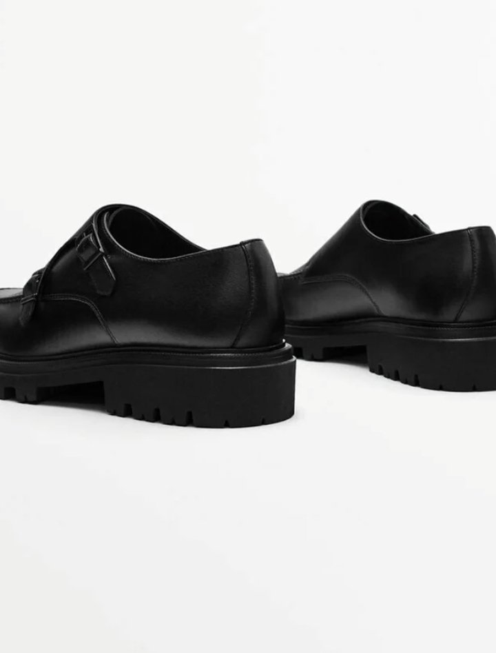 Black Chuncky Double Monk Loafers - Image 3