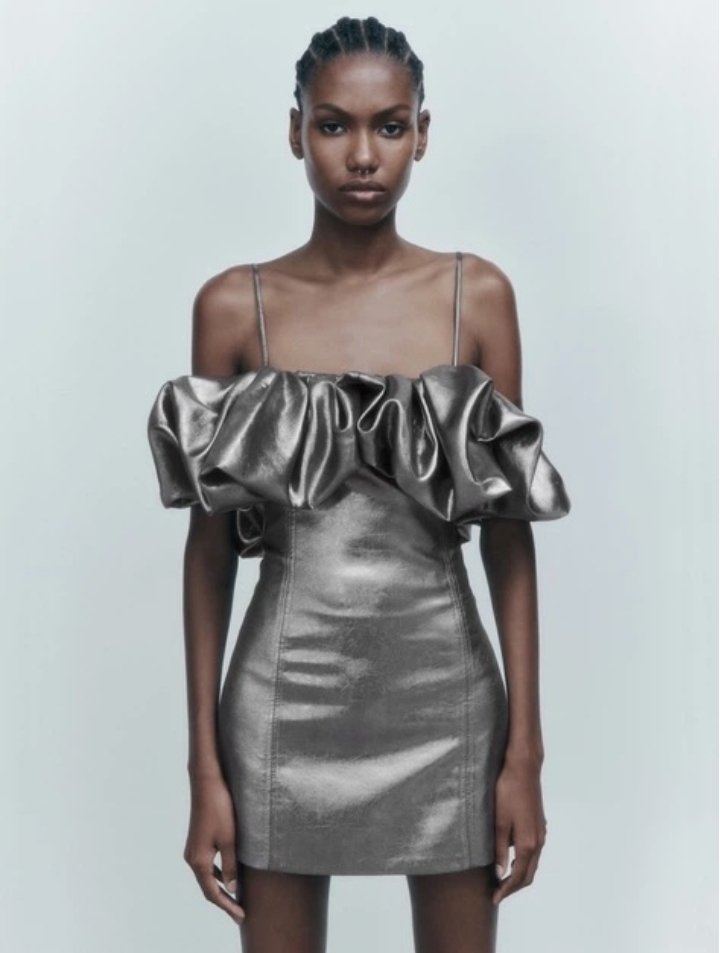 Metallic Ruffled Mini Dress