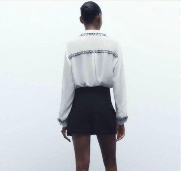 White Shirt With Blue Trim - Image 2