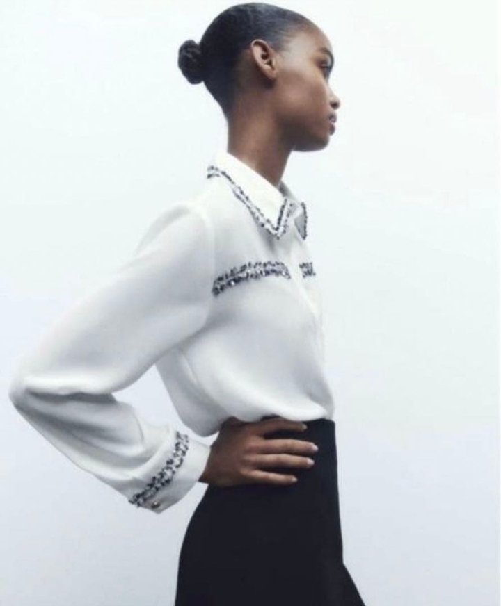White Shirt With Blue Trim - Image 3