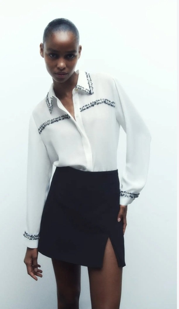 White Shirt With Blue Trim