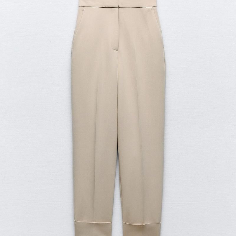Beige High Waist Trousers