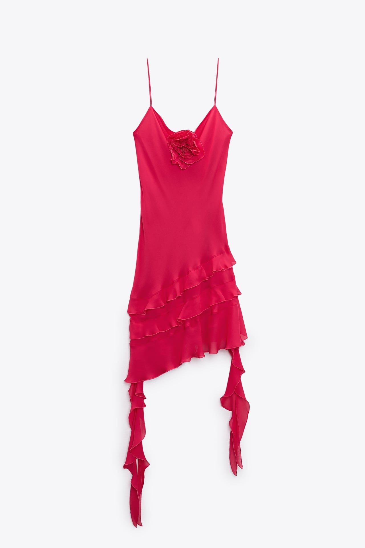 Dark Pink Spaghetti Strap Ruffle Mini Dress - Image 2