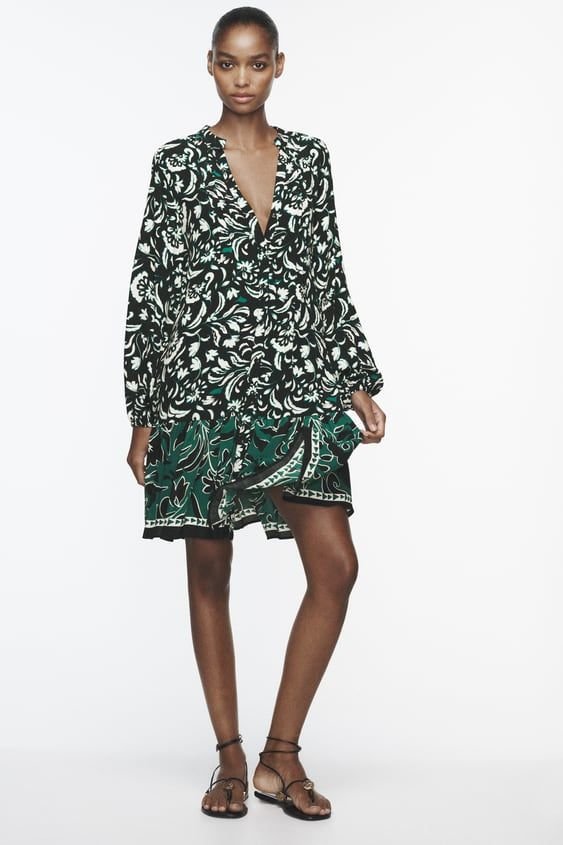 Printed Floral Drop Waist Mini Dress