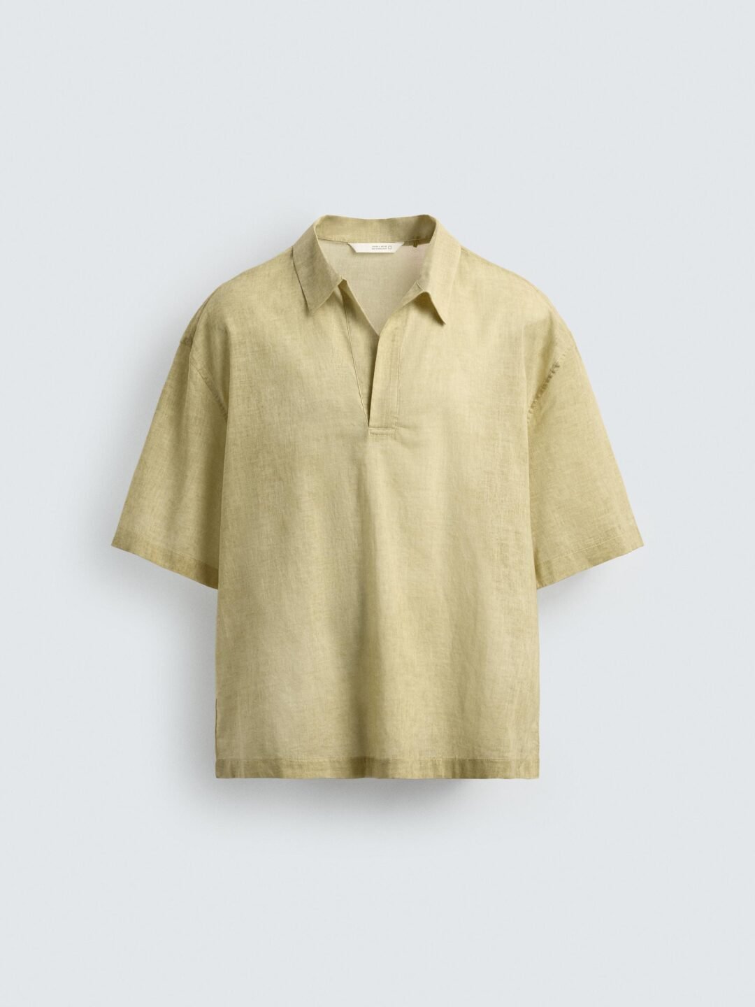 Sage Boxy Linen Camp Shirt