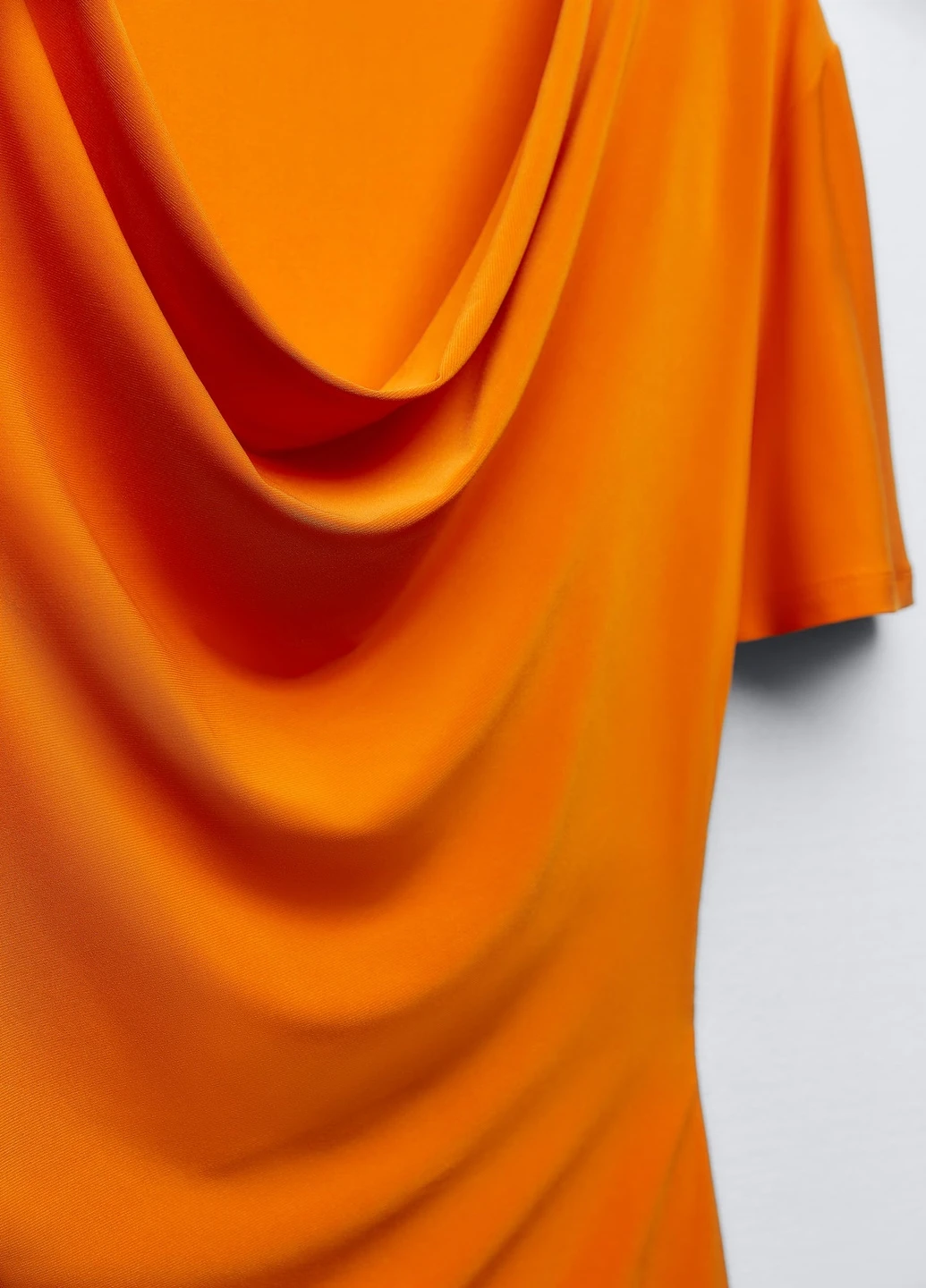 Orange Cowl Neck Fitted Midi Dress - Image 4