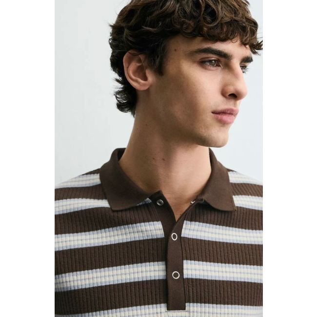 Striped Knit Polo Shirt - Image 3